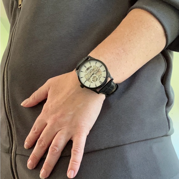 Invicta|Genuine Calf Leather Band Black Stainless Steel Watch- Objet d’Art - Picture 9 of 9